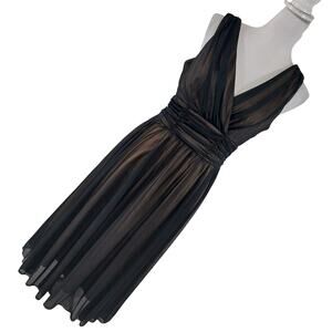 CONNECTED APPAREL! SHEER, FINEST BLACK NET OVER NUDE BEIGE, DREAMY DRESS! SZ 10